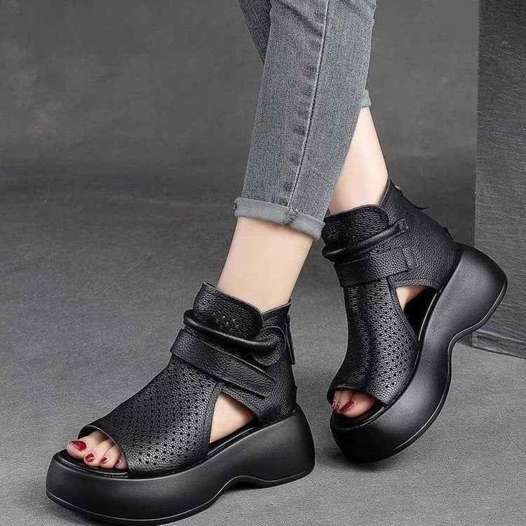 Sandalias con cuña y boca de pez