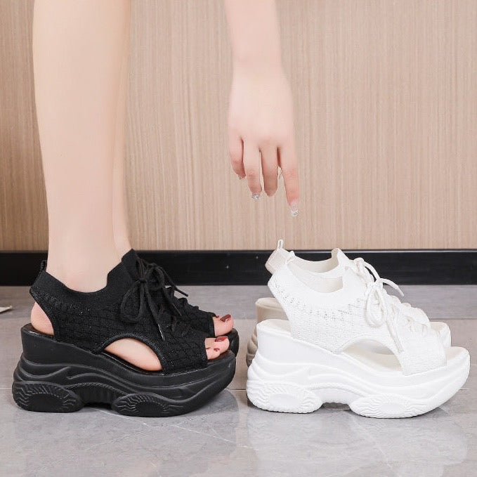 Sandalias de punto con tiras