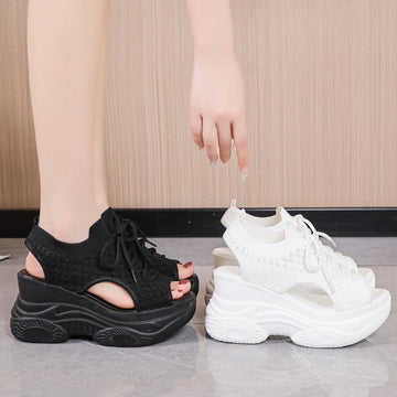 Sandalias de punto con tiras