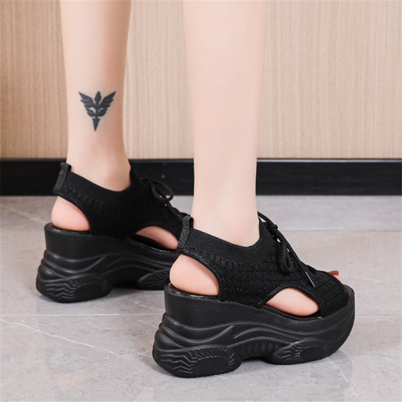Sandalias de punto con tiras