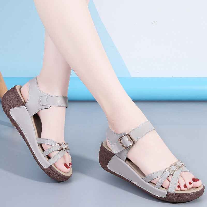 Sandalias casual cuña velcro