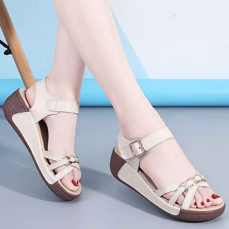 Sandalias casual cuña velcro