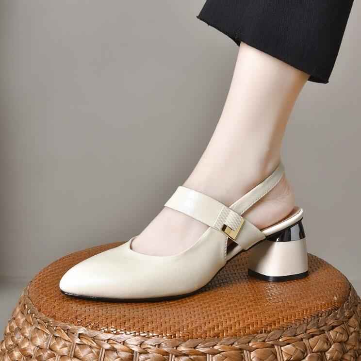 100% cuero genuino Tacones altos de cuero suave