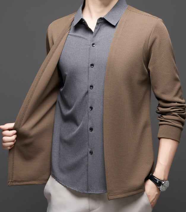 (cópia) Camisa-Cardigan Illusion™ Elegancia que se siente comodidad que impresiona